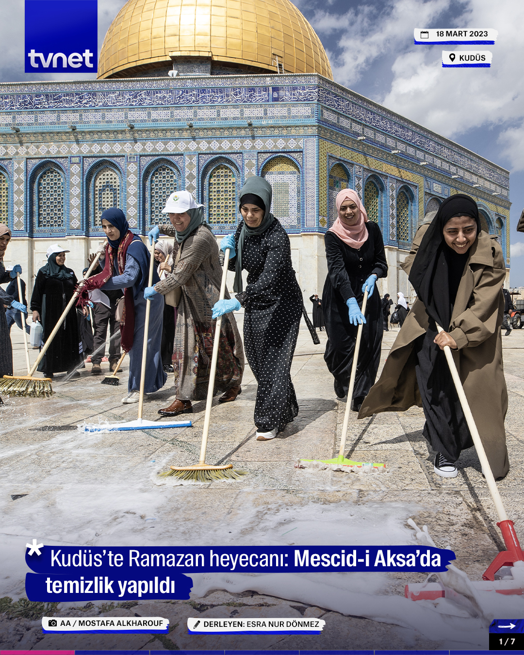 Kudüs’te Ramazan heyecanı: Mescid-i Aksa’da temizlik yapıldı