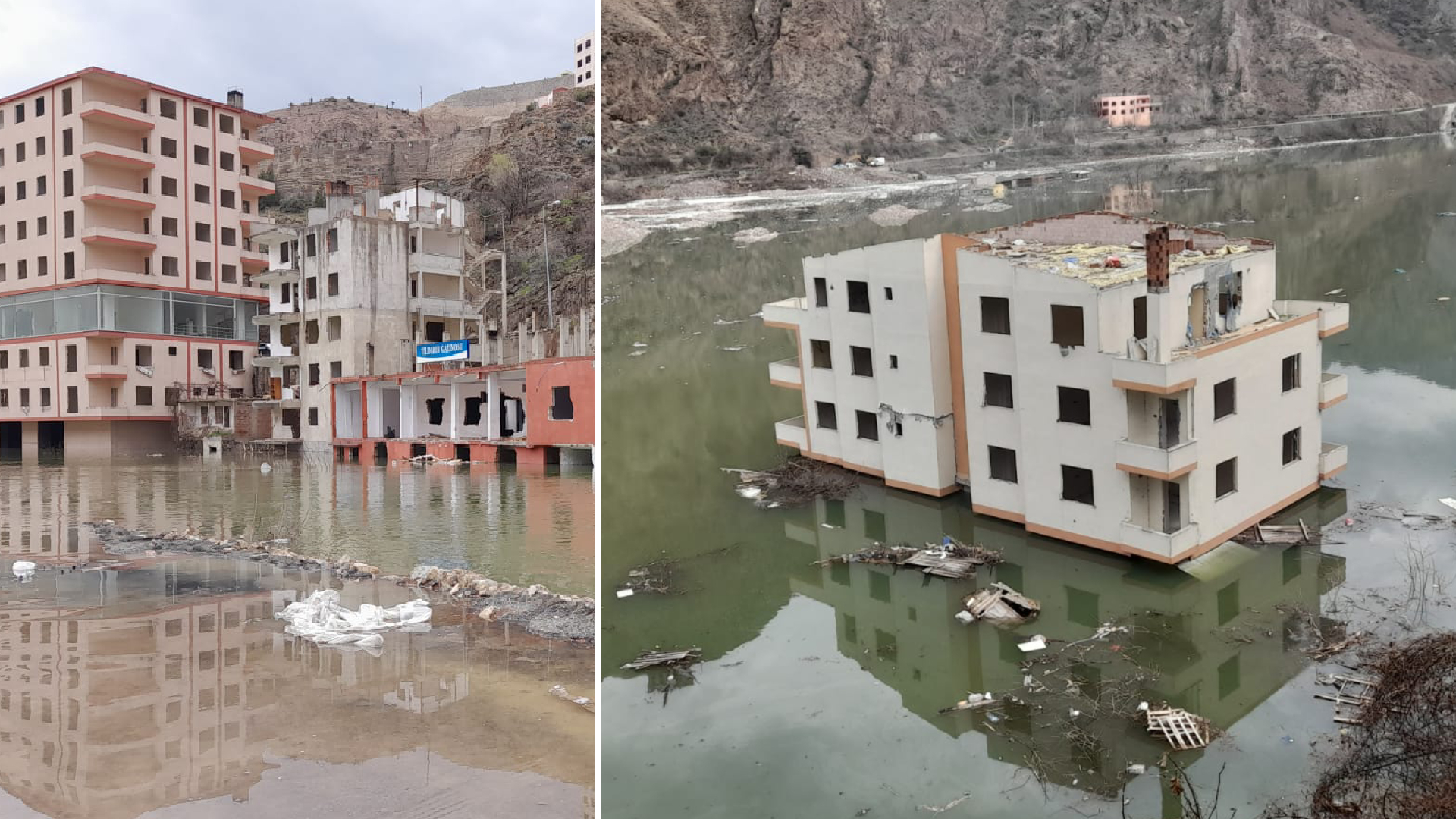 Yusufeli’nde su seviyesi 85 metreye ulaştı: Baraj suları terk edilen binalara girdi