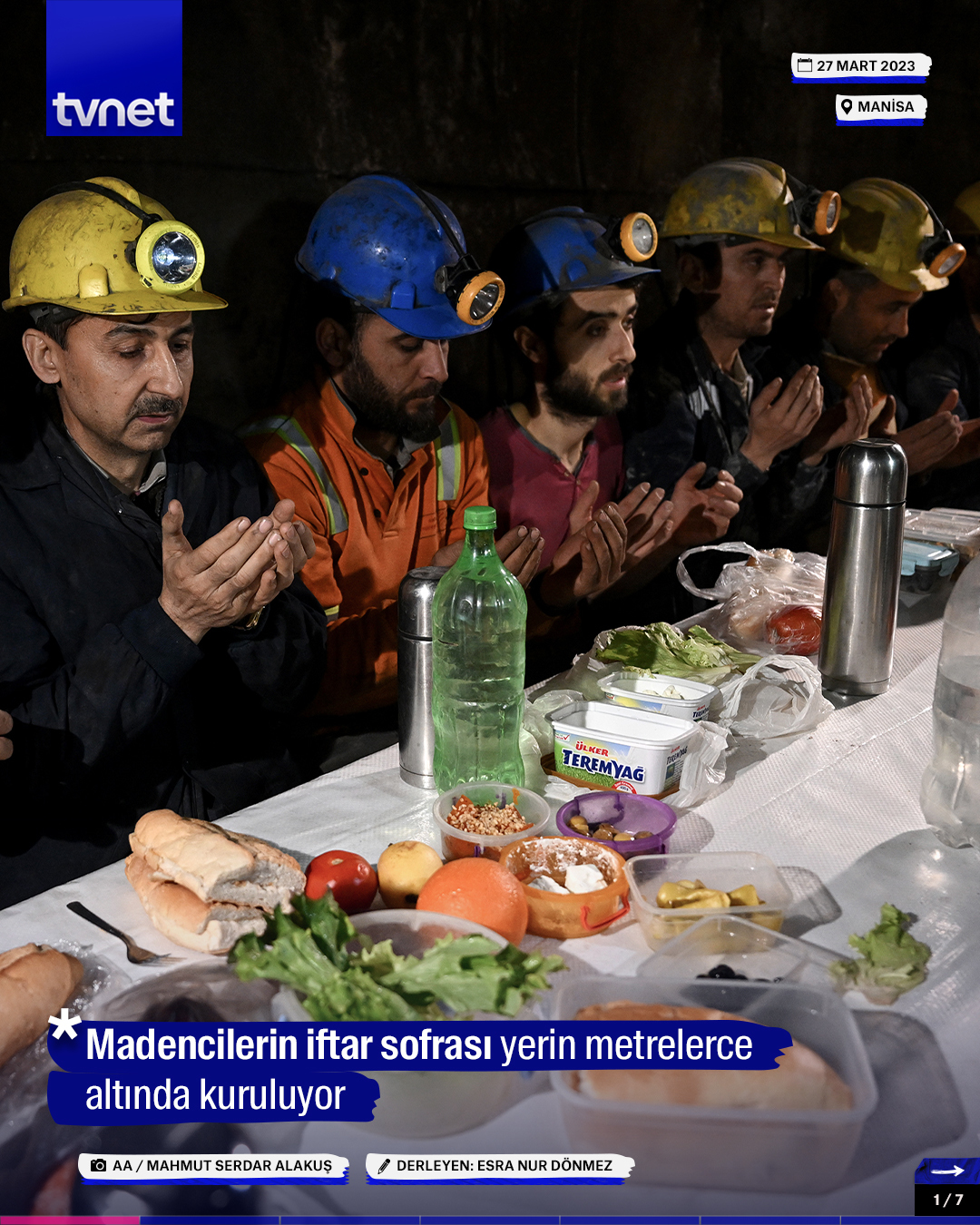 Madencilerin iftar sofrası yerin metrelerce altında kuruluyor