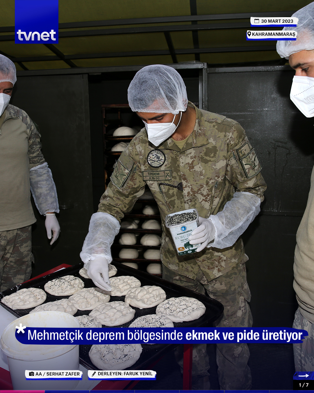 Mehmetçik deprem bölgesinde ekmek ve pide üretiyor