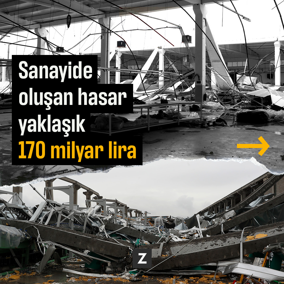 Sanayide oluşan hasar yaklaşık 170 milyar lira