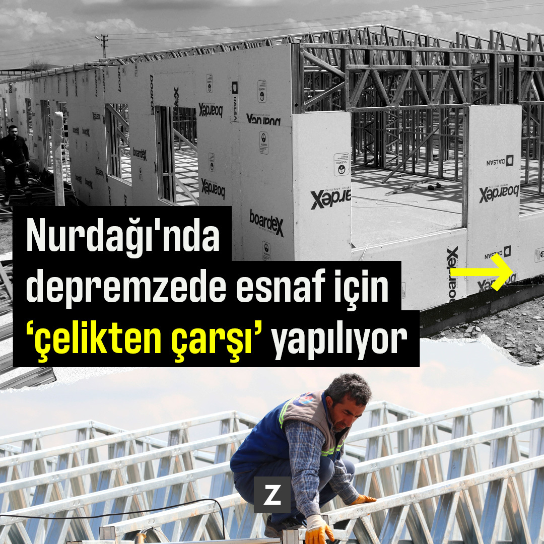 Nurdağı'nda depremzede esnaf için ‘çelikten çarşı’ yapılıyor