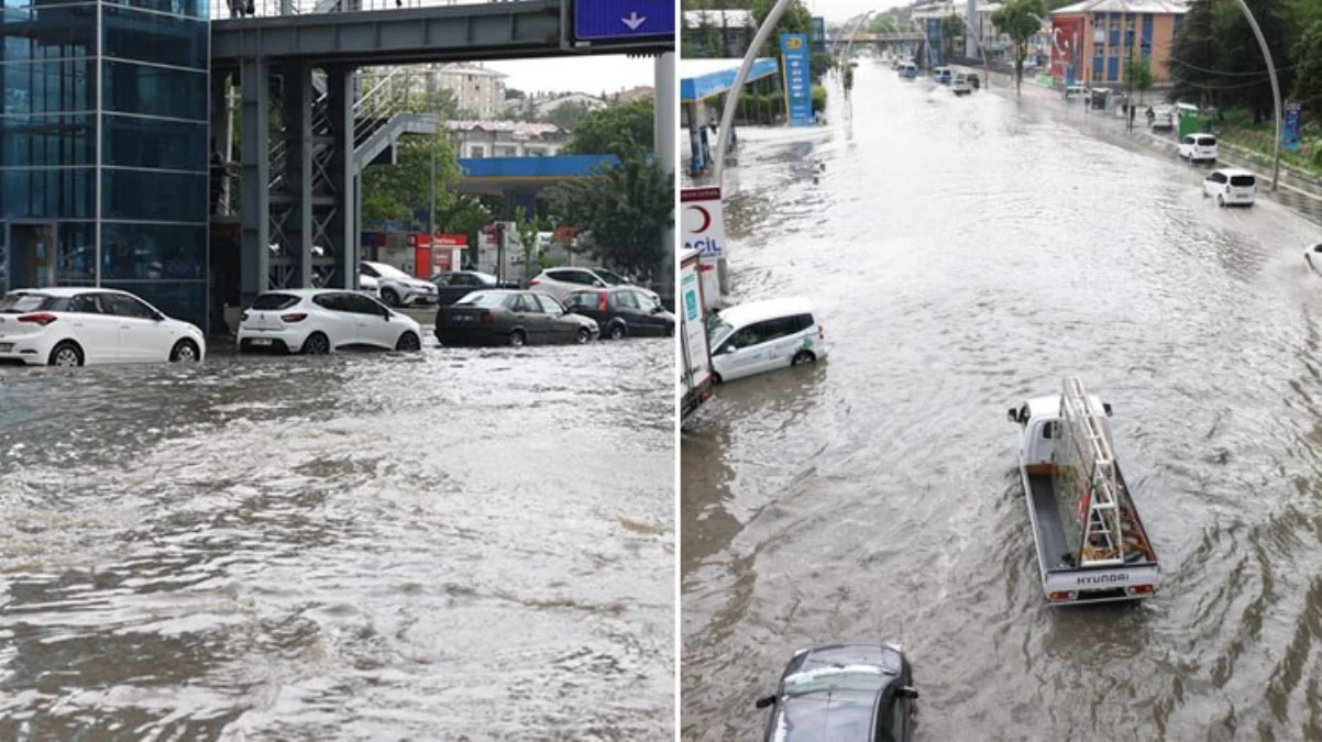 Ankara'yı sel vurdu: Sokaklar adeta denize döndü