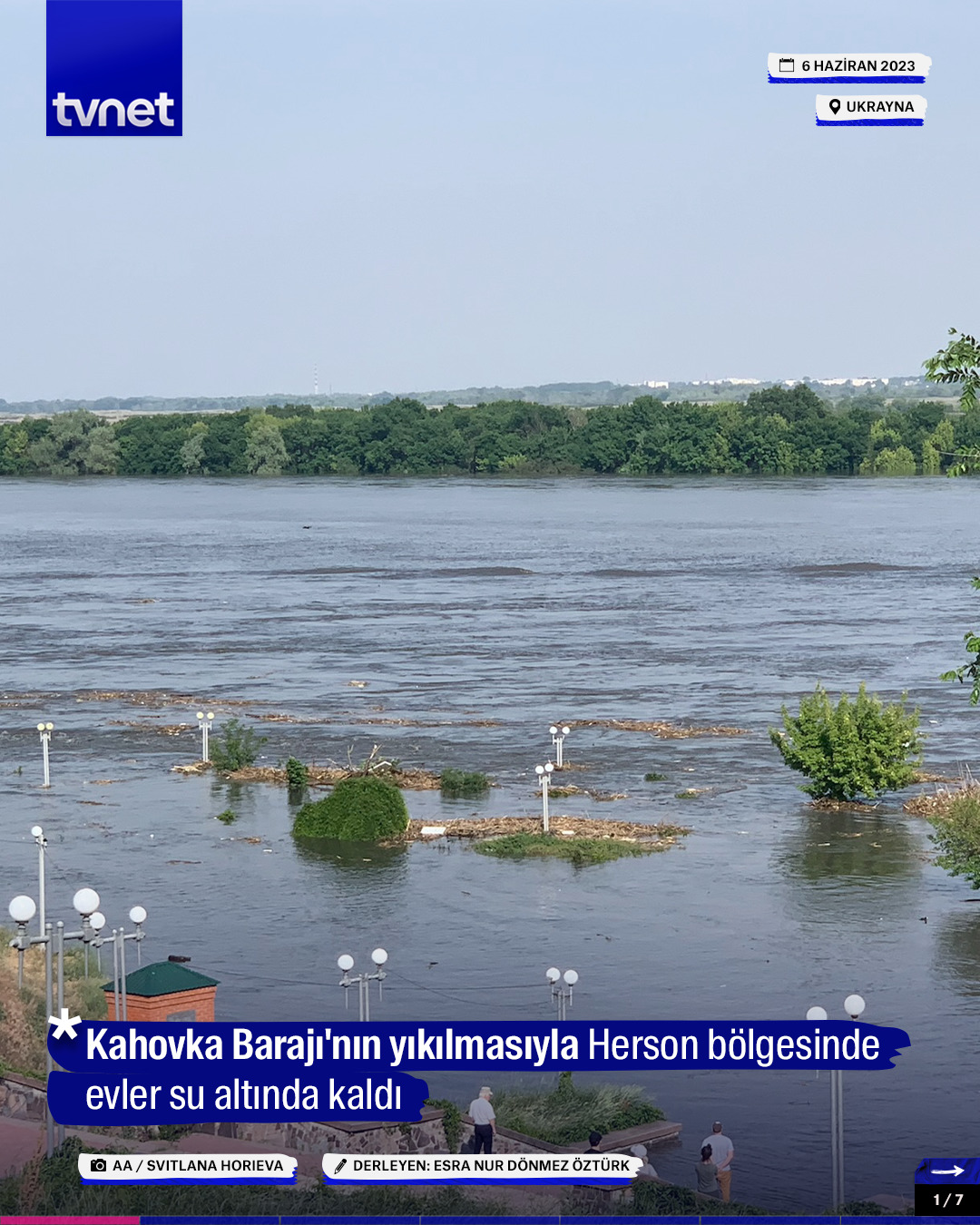 Kahovka Barajı'nın yıkılmasıyla Herson bölgesinde evler su altında kaldı