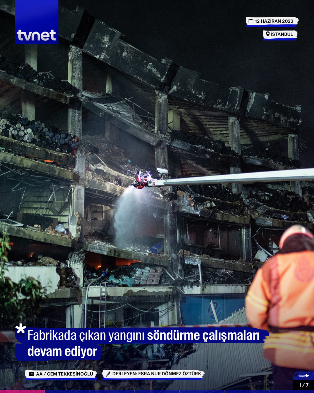 Fabrikada çıkan yangını söndürme çalışmaları devam ediyor