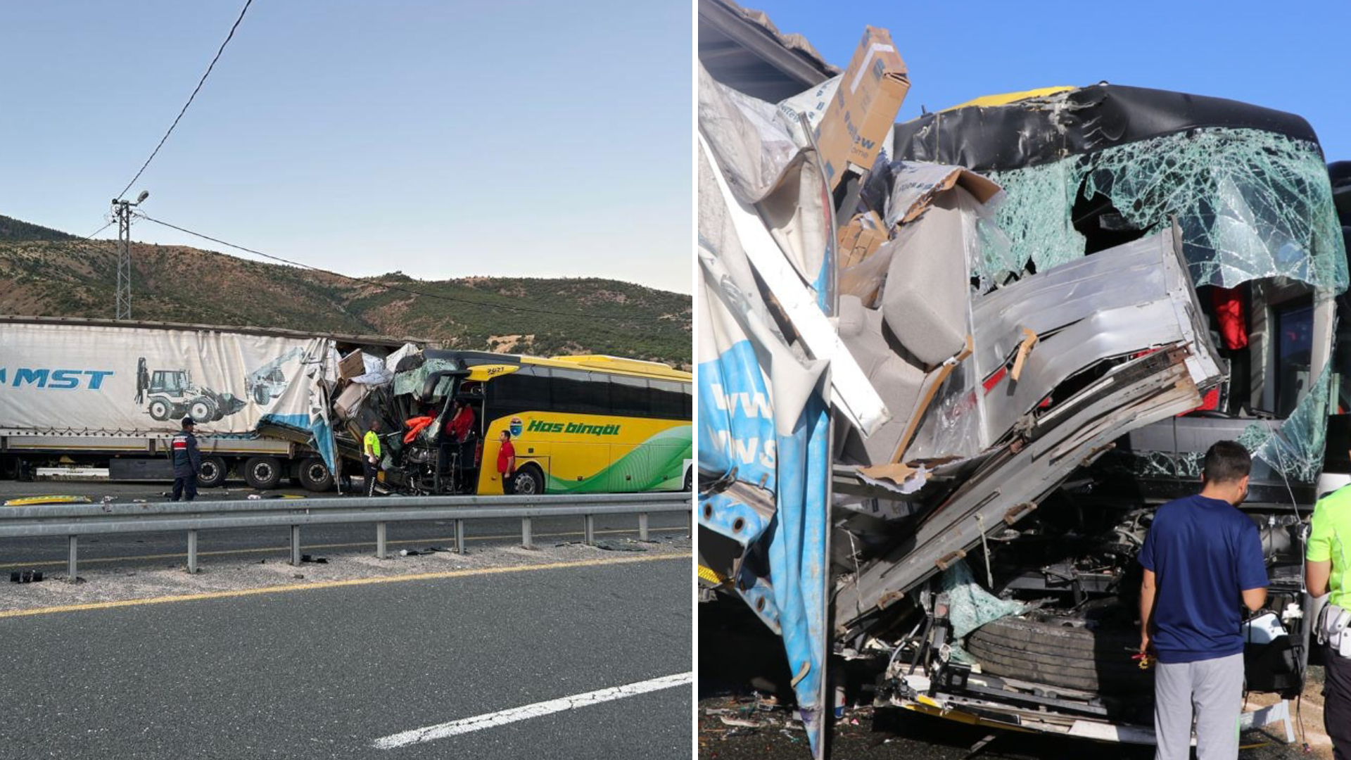 Yolcu otobüsü TIR'a arkadan çarptı: Bir ölü, 34 yaralı