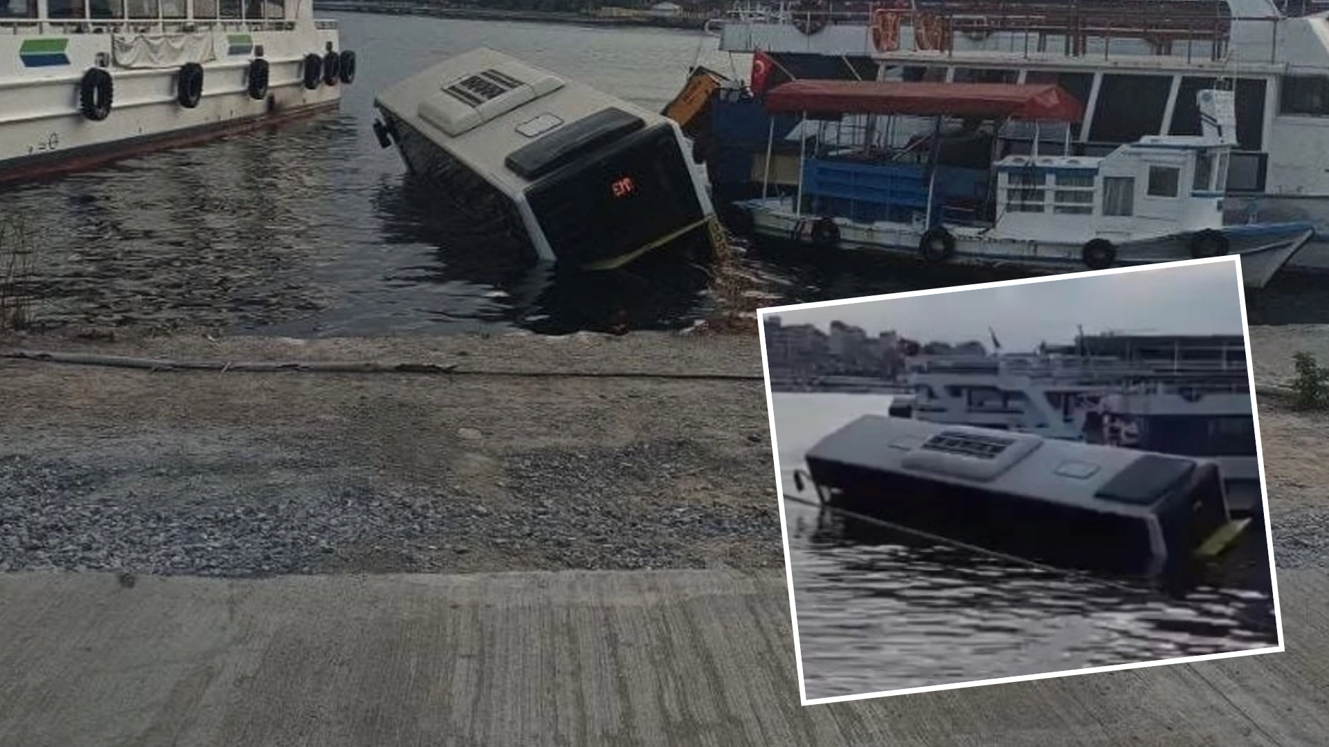 İstanbul Eminönü'nde İETT otobüsü denize düştü