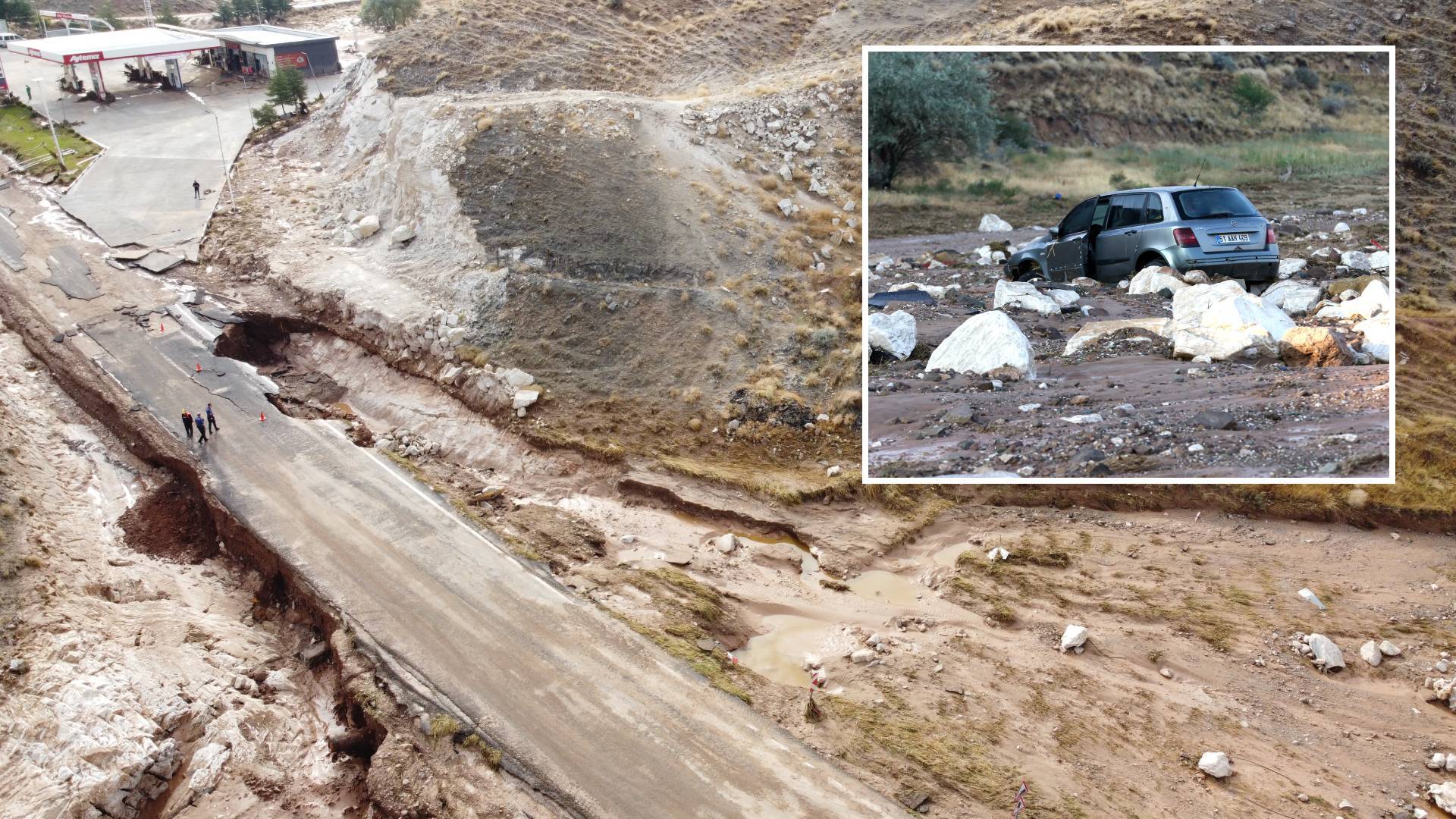 Aksaray'da selin zarar verdiği alanlar görüntülendi