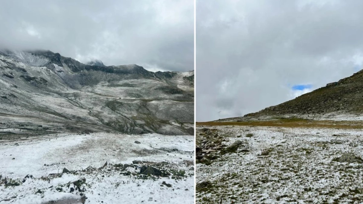 Doğu Karadeniz'e mevsimin ilk karı düştü: Yaylalar beyaz örtüyle kaplandı