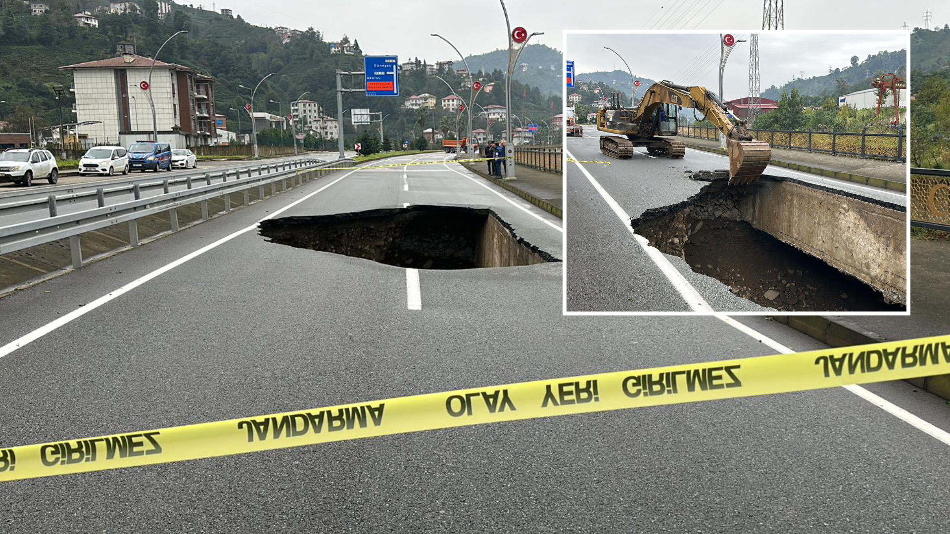 Doğu Karadeniz'de sağanak: Rize'de şiddetli yağışın ardından çöken yollarda çalışma başlatıldı