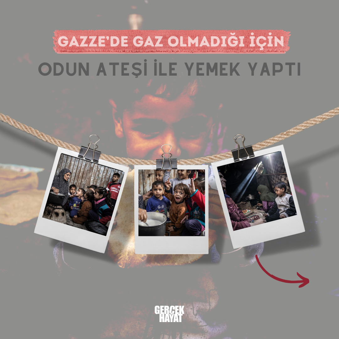 Gazze'de odun ateşi ile yemek yapmak