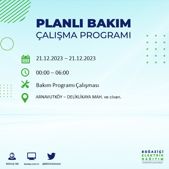 İstanbul'da elektrik kesintisi: 21 ilçede kesinti olacak