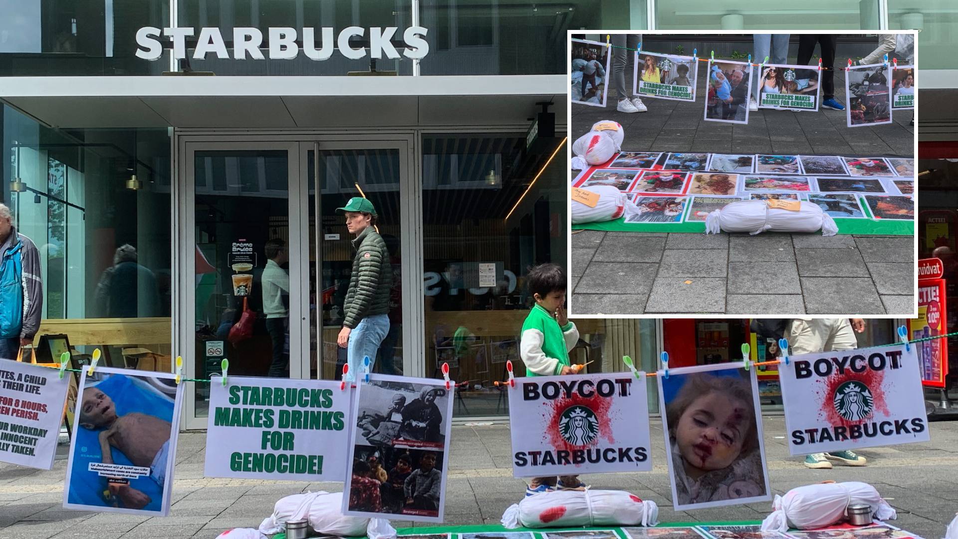 ​Hollanda'da Starbucks şubelerinin önünde İsrail protesto edildi