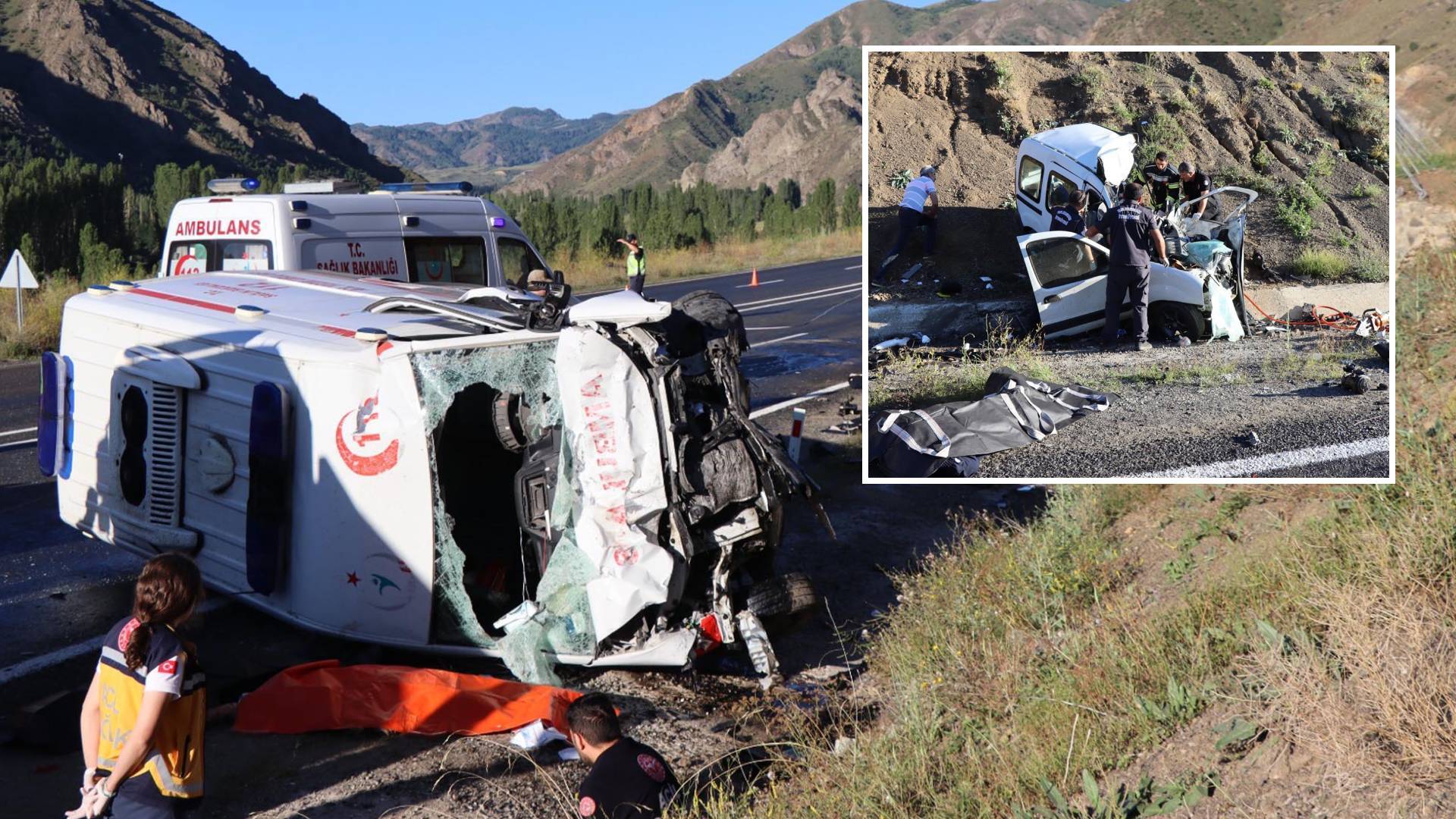 Erzurum'da ticari araç ve ambulans kafa kafaya çarpıştı: 4 kişi hayatını kaybetti