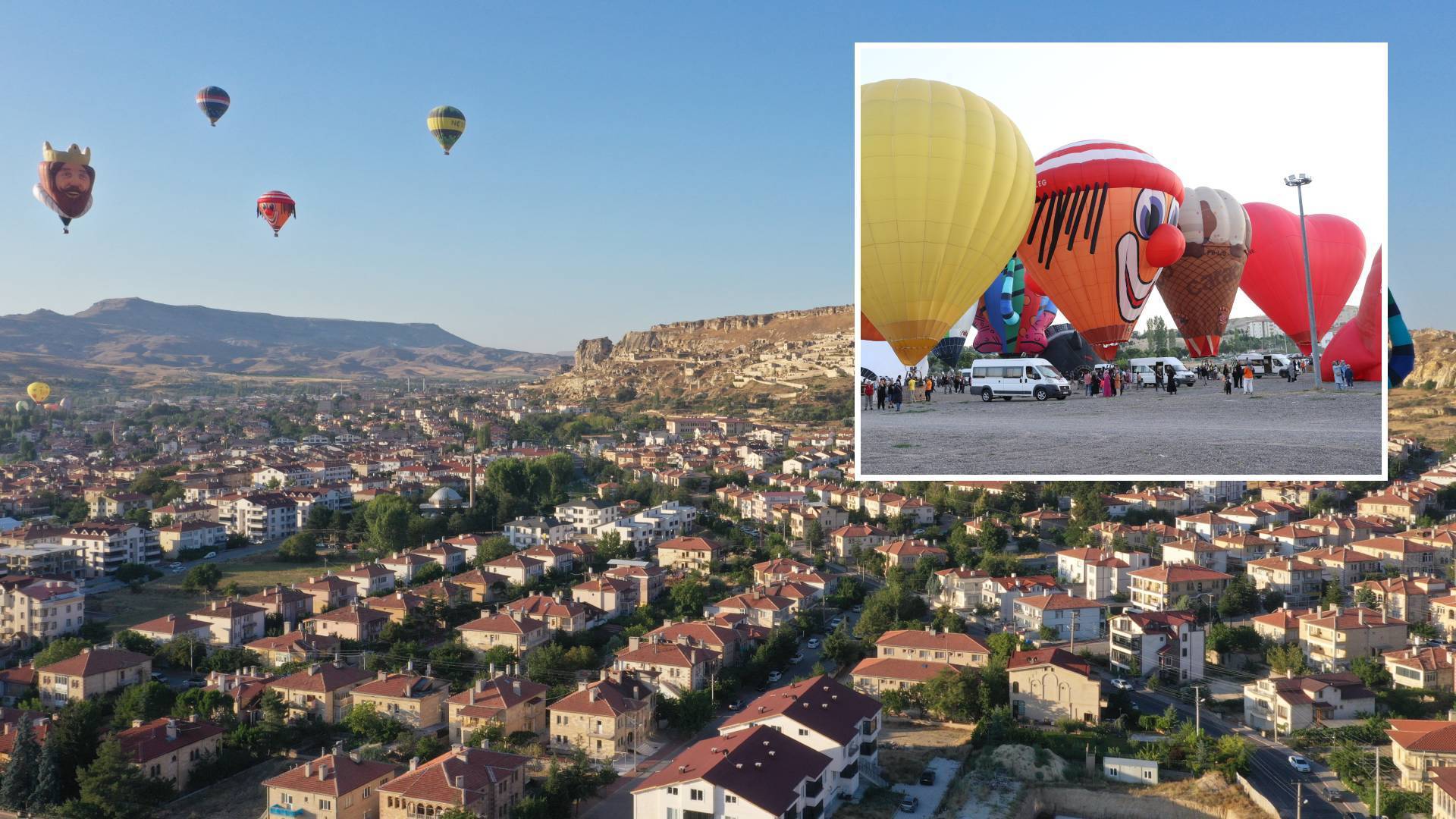 Figürlü sıcak hava balonları Ürgüp semalarını renklendirdi