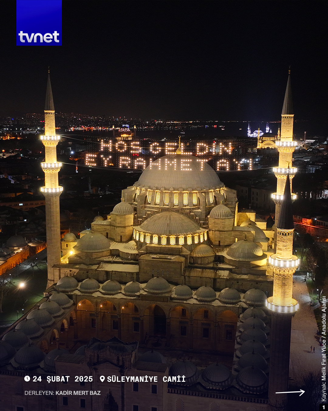 İstanbul'daki camiler mahyalarla süsleniyor