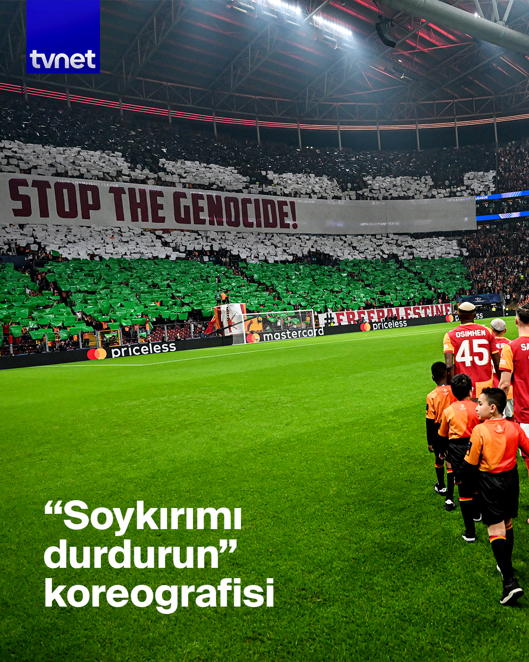 Galatasaraylı taraftarlardan 'Filistin' mesajı