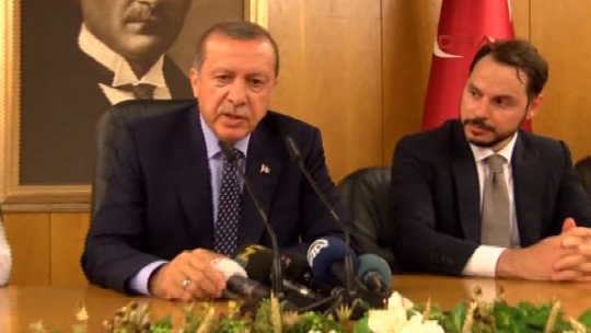Erdoğan delivered a press conference at the airport