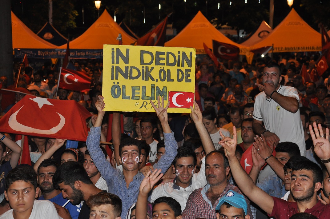 The banners prepared by the people for the democracy watch held upon the call of President Erdoğan drew high interest.
