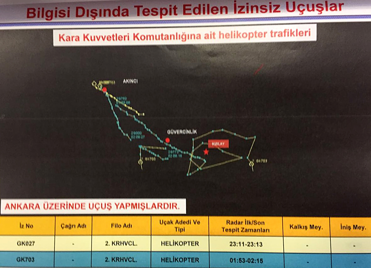 Установлено, что вертолеты интенсивно летали над Анкарой и ее окрестностью.