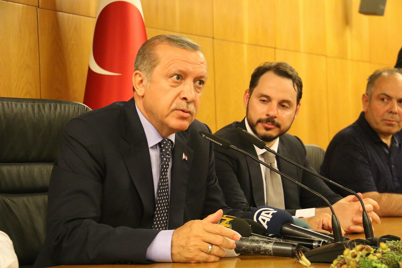 Erdoğan gave a speech at Atatürk Airport noting that F-16s threatened to intercept his private plane, and that the plotters were invaders and that the country would not surrender to them